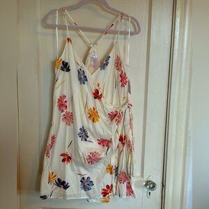 White floral wrap dress